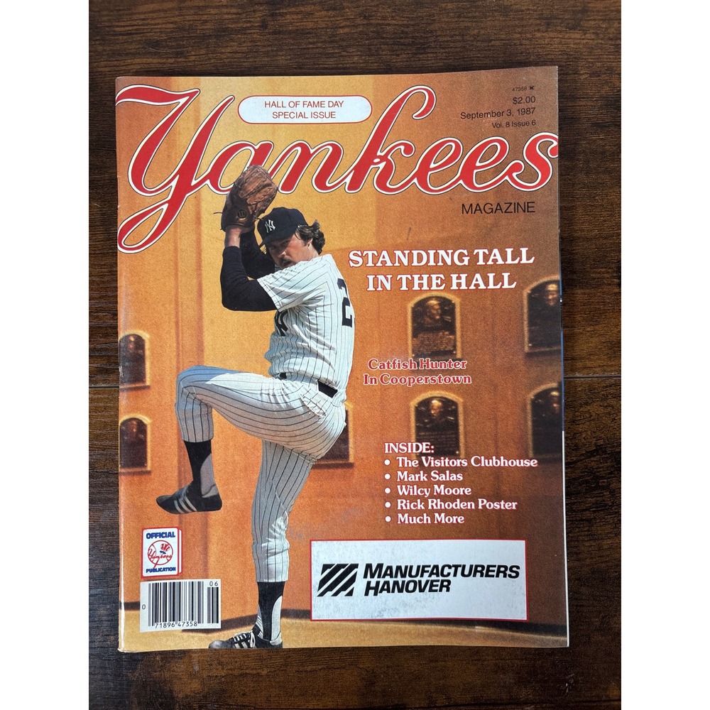 Vintage Yankees Magazine Sept 3 1987 Catfish Hunter Hall of Fame Special Issue